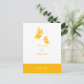 Eenvoudige Aurora Yellow Butterfly RSVP 2 Uitnodiging Briefkaart (Staand voorkant)