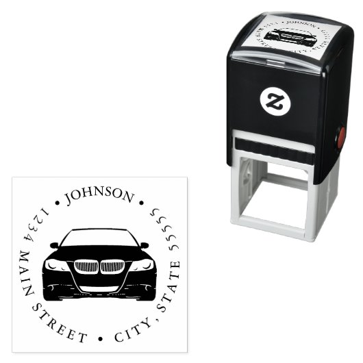 Eenvoudige Auto Cartoon Illustratie Retourlabel Zelfinktende Stempel (In situ)