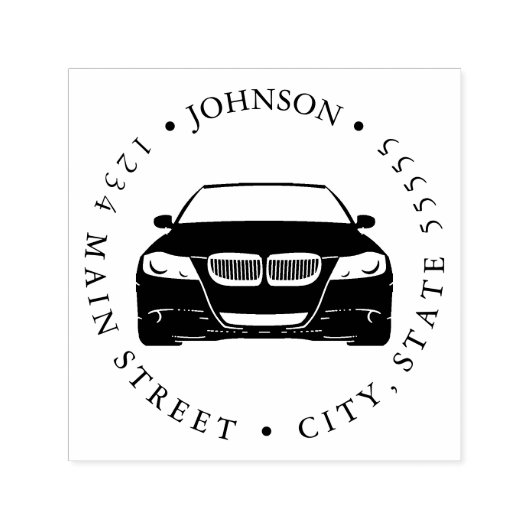 Eenvoudige Auto Cartoon Illustratie Retourlabel Zelfinktende Stempel (Design)