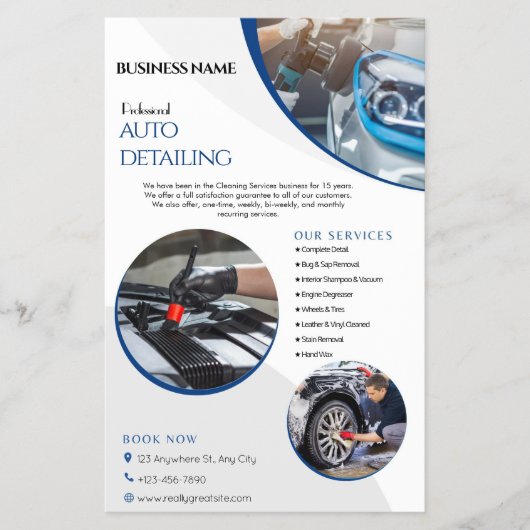 eenvoudige auto detailing schoonmaak service bedri flyer (Voorkant)