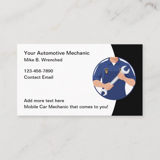 Eenvoudige Automotive Mobiele Auto Mechanic Visitekaartje (Voorkant)