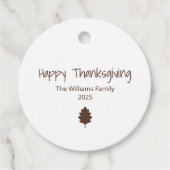 Eenvoudige Autumn Leaf Modern Family Thanksgiving Bedankjes Labels (Voorkant)