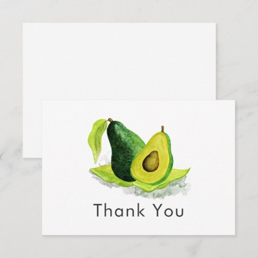 Eenvoudige avocado stilleven Dank u Bedankkaart (Voorkant / Achterkant)