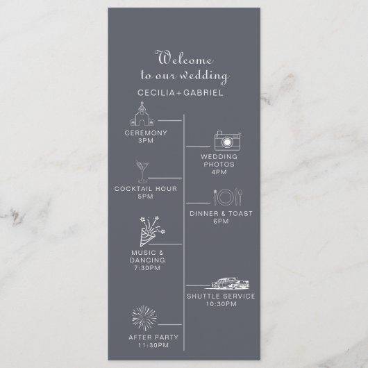 Eenvoudige avondbruiloft in Boho Programmakaart (Voorkant)