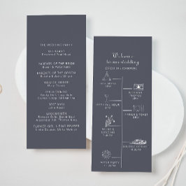 Eenvoudige avondbruiloft in Boho Programmakaart