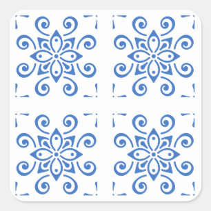 Eenvoudige Azulejo Vierkante Sticker