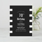 Eenvoudige B/W 70ste verjaardagsfeest uitnodiging (Staand voorkant)