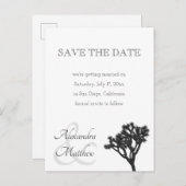 Eenvoudige B&W Joshua-boom Weddenschap sparen de D Aankondigingskaart (Voorkant / Achterkant)