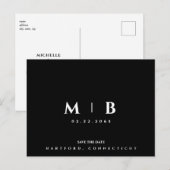 Eenvoudige B/W Monogram Huwelijk Bewaar de Datum  Briefkaart (Voorkant / Achterkant)