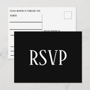 Eenvoudige B&W ontwerp- RSVP/Diner keuzes briefkaa Briefkaart