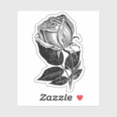 Eenvoudige B & W Roos schets Vinyl Uitsnede Sticke Sticker (Vel)