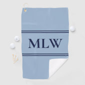 Eenvoudige Baby Blauw en Donkerblauw Monogram Sjab Golfhanddoek (Insitu)