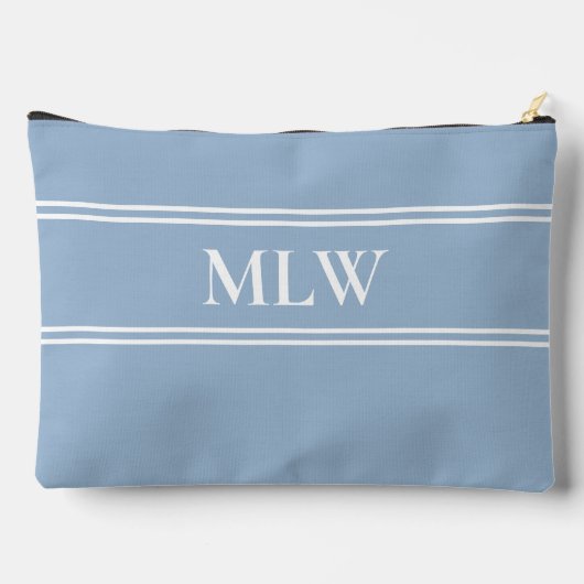 Eenvoudige Baby Blauw en Wit Monogram Sjabloon Etui (Achterkant)