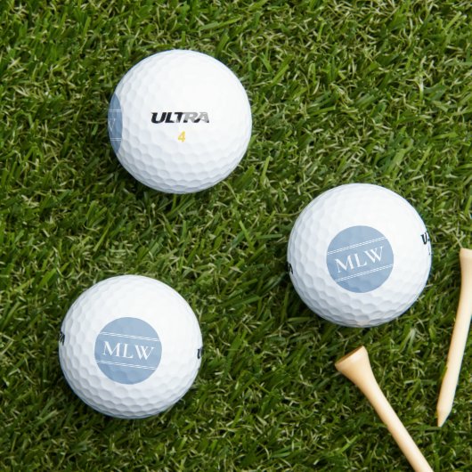 Eenvoudige Baby Blauw en Wit Monogram Sjabloon Golfballen (Insitu Gras)