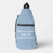 Eenvoudige Baby Blauw en Wit Monogram Sjabloon Sling Bag (Voorkant)