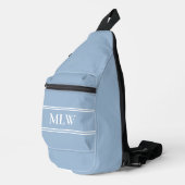 Eenvoudige Baby Blauw en Wit Monogram Sjabloon Sling Bag (Rechterhoek)