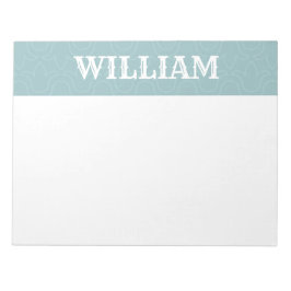 Eenvoudige baby blauw gepersonaliseerde naam strep notitieblok