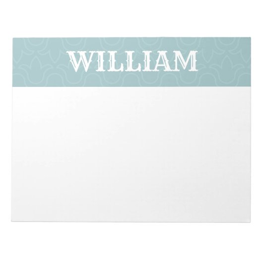 Eenvoudige baby blauw gepersonaliseerde naam strep notitieblok (Voorkant)