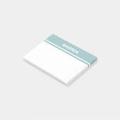 Eenvoudige baby blauw gepersonaliseerde naam strep post-it® notes (Schuin)