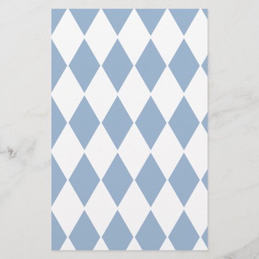 Eenvoudige Baby Blauwe en Witte Naam met Monogram Briefpapier (Achterkant)