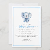 Eenvoudige Baby Boy Douche Waterverf Olifant Kaart (Voorkant)