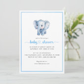 Eenvoudige Baby Boy Douche Waterverf Olifant Kaart (Staand voorkant)