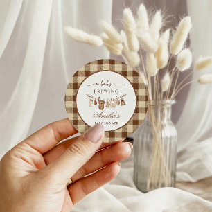 Eenvoudige Baby Brouwt Doodle Koffie Baby Shower I Ronde Sticker