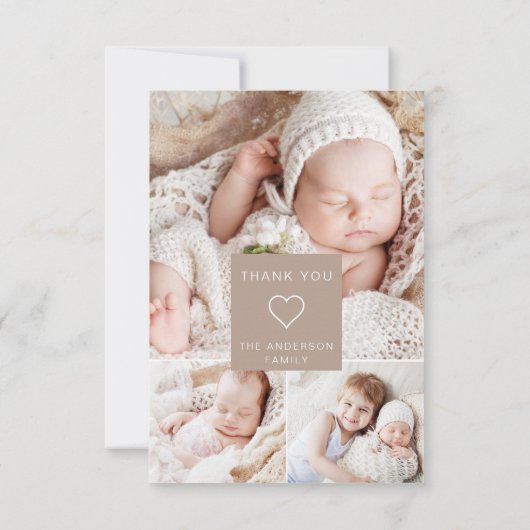 Eenvoudige Baby Dank je wel Foto Collage Modern In Kaart (Achterkant)