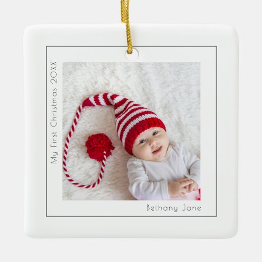 Eenvoudige Baby eerste kerstdag Keramisch Ornament (Voorkant)
