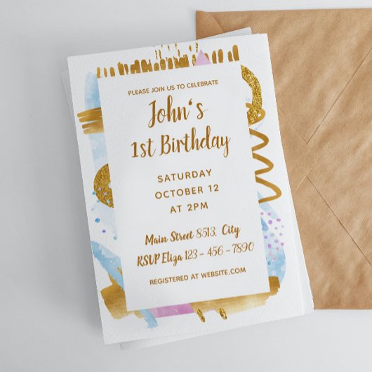 Eenvoudige Baby Eerste Verjaardagsuitnodiging Kaart