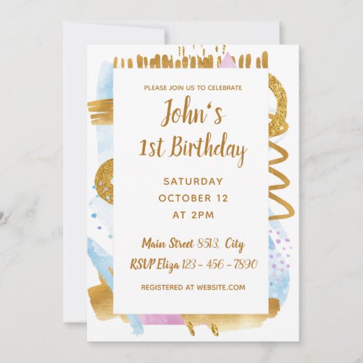 Eenvoudige Baby Eerste Verjaardagsuitnodiging Kaart (Voorkant)