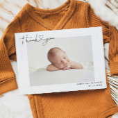 Eenvoudige Baby foto Dank u het Manuscript Hartgeb Aankondiging