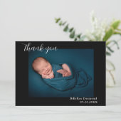 Eenvoudige Baby foto Dank u Script Birth Aankondiging (Staand voorkant)