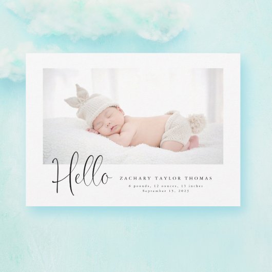 Eenvoudige Baby foto dank u script hart Aankondiging