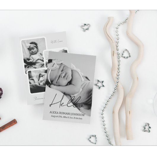 Eenvoudige Baby Foto Geboorte Aankondiging Kaart