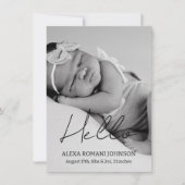 Eenvoudige Baby Foto Geboorte Aankondiging Kaart (Voorkant)