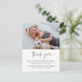 Eenvoudige Baby Foto Geboorte Statistieken Dank u  Briefkaart (Staand voorkant)