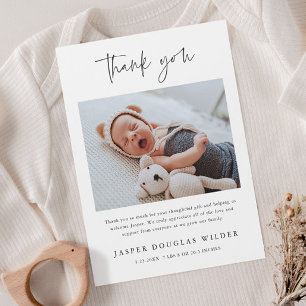 Eenvoudige Baby Foto Geboorte Stats Bedankkaart Briefkaart