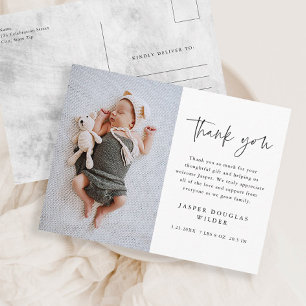 Eenvoudige Baby Foto Geboorte Stats Bedankt Postka Briefkaart