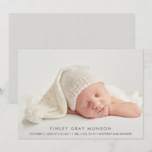 Eenvoudige Baby Foto geboorteaankondigingen