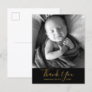 Eenvoudige Baby foto Hartelijk dank voor gouden ha Aankondigingskaart