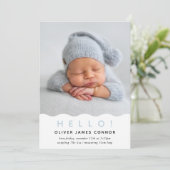 EENVOUDIGE BABY FOTO modern hallo wavey edge blue Aankondiging (Staand voorkant)