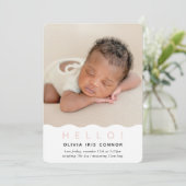 EENVOUDIGE BABY FOTO modern hallo wavey edge roze Aankondiging (Staand voorkant)
