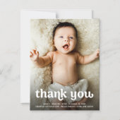 Eenvoudige baby foto Moderne typografie dank u Magnetische Uitnodiging (Voorkant)