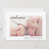 Eenvoudige Baby Foto Welkom Geboorte Aankondiging (Voorkant)