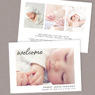 Eenvoudige Baby Foto Welkom Geboorte Aankondiging