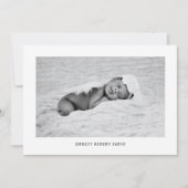 Eenvoudige Baby Foto Zwart-wit Geboorte Aankondiging (Voorkant)