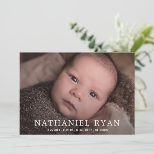 Eenvoudige baby-fotogeboorte aankondiging (Staand voorkant)
