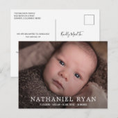 Eenvoudige baby-fotogeboorte aankondigingskaart (Voorkant / Achterkant)