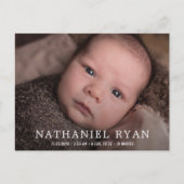 Eenvoudige baby-fotogeboorte aankondigingskaart (Voorkant)